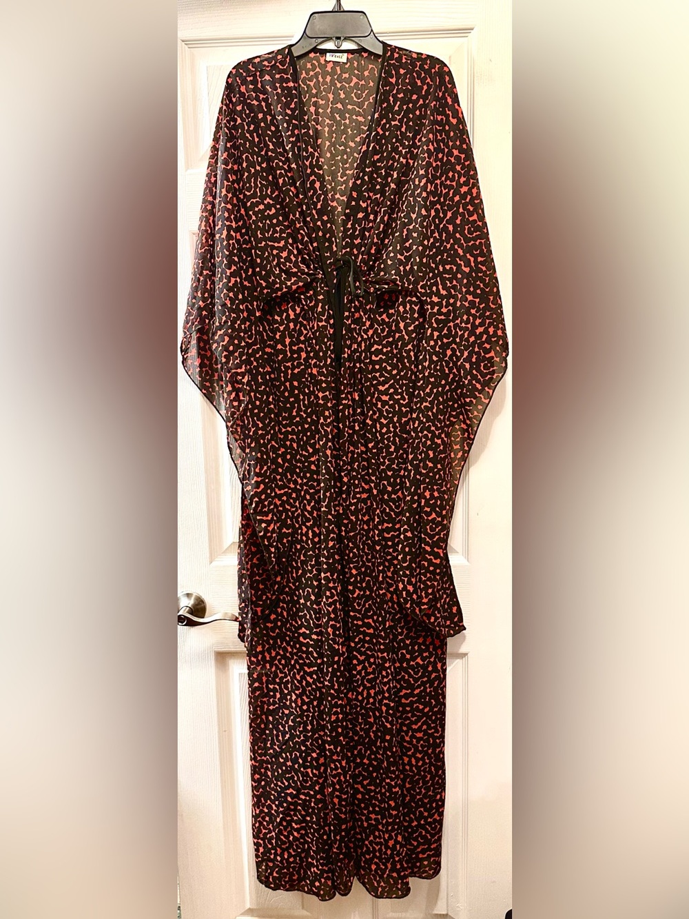 Black and Coral Printed Women's Tunic Top